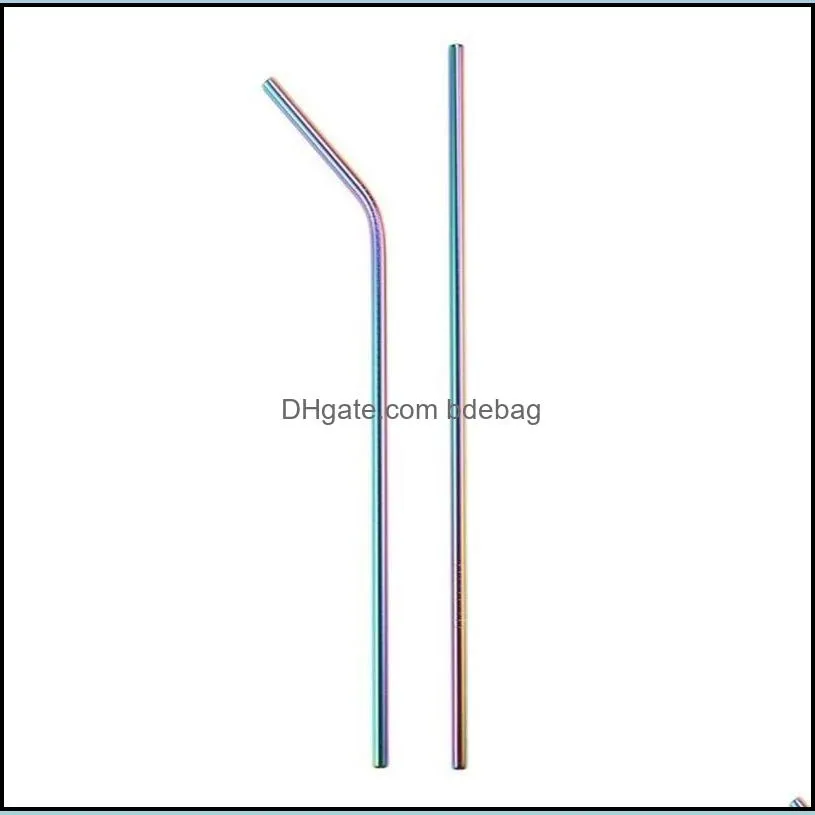 stainless steel straws suit color drinking water 215x6mm tubularis with cleaning brush suction tube set bar curved straight 13jm f2