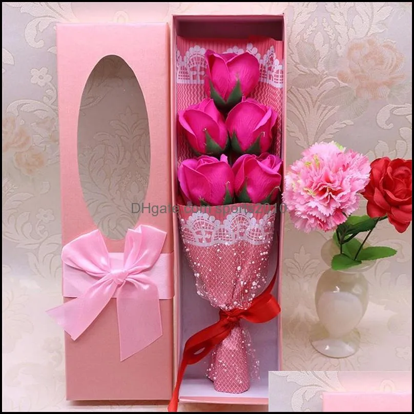 5pcs/set scented bath soap rose soap flower petal with gift box for wedding valentines day mothers day teachers gif 1973 v2