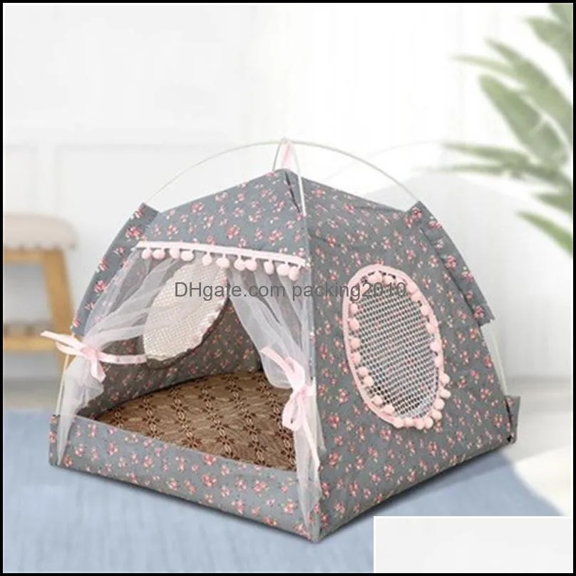 four seasons currency dog houses small dogs teddy bed folding tent nest summer portable pet supplies 36yq t2