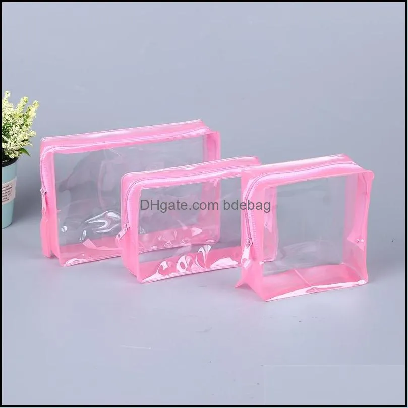 pvc waterproof cosmetic bags transparent pure colour makeup toiletry pouch lady storage package high capacity household 2 45xh n2