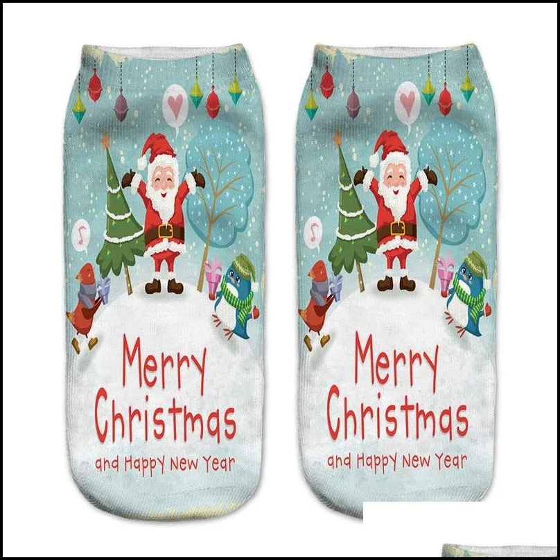 christmas socks 3d printed pattern santa claus emoticons men and women soft texture socks christmas gift 12 style