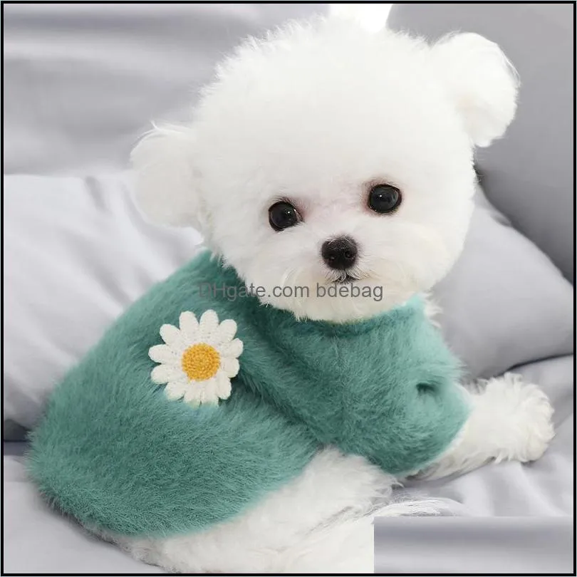 dog apparel clothes winter warm cute flower pet puppy clothing for small dogs pug coat 1833 v2