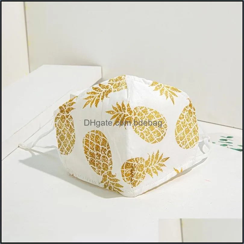 pineapple heart camouflage respirator earloop foldable face masks can put filter piece reusable washable mascherine adult unisex 5xla