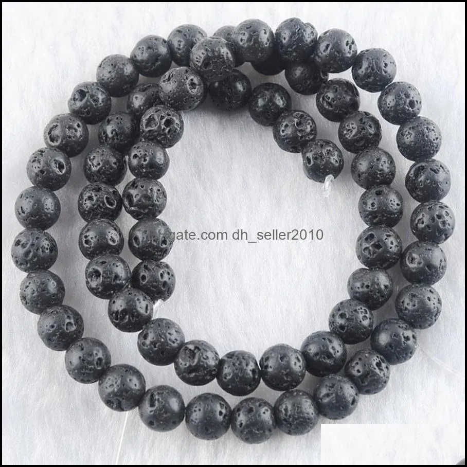 lava round beads 48mm black volcano natural stone diy spacers bead for bracelets by907