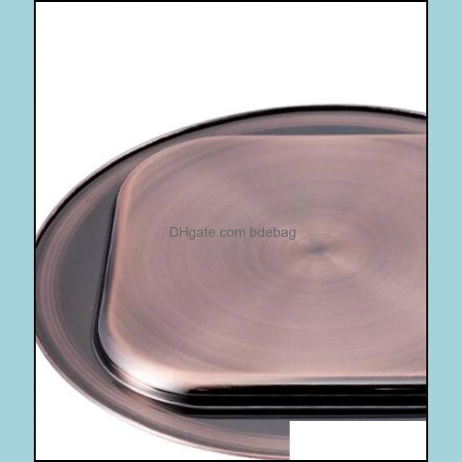 30cm stainless steel plate circular dish household fruits tray rose gold kitchen tool tableware 11 3hf uu