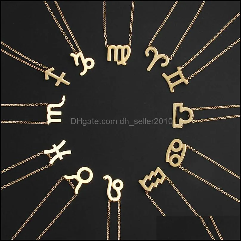 fashion jewelry 12 constellation scorpio pendant necklaces for women zodiac chains necklace gold silver color birthday gift