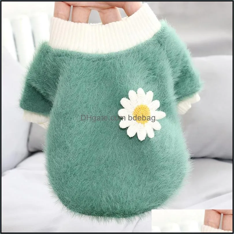 dog apparel clothes winter warm cute flower pet puppy clothing for small dogs pug coat 1833 v2