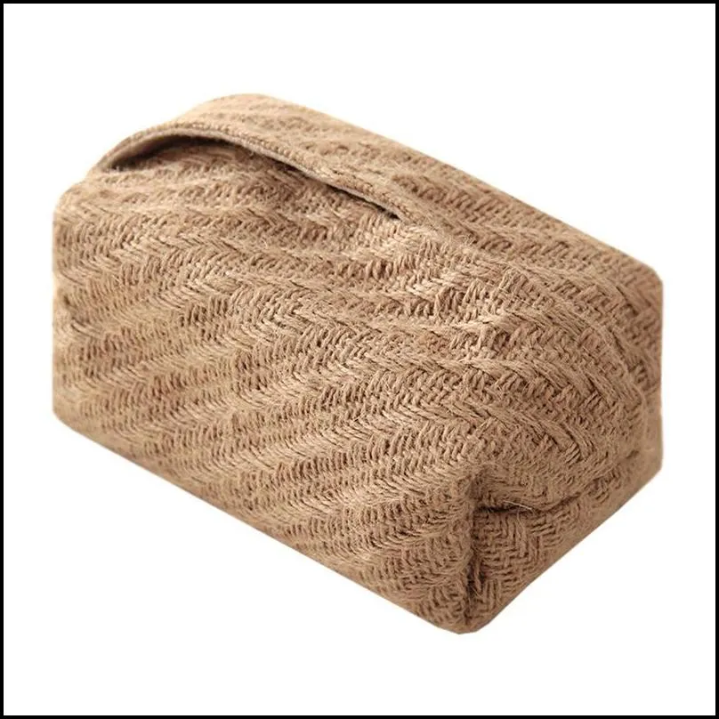 cotton linen cloth art tissue box simple paper napkin case desktop holder home office car living room dining table 220523