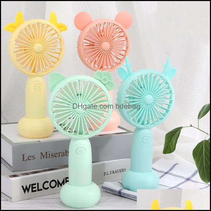 party favor outdoors portable hold mini electric fan usb with light cartoon pocket fans office summer gift 7 7lj t2