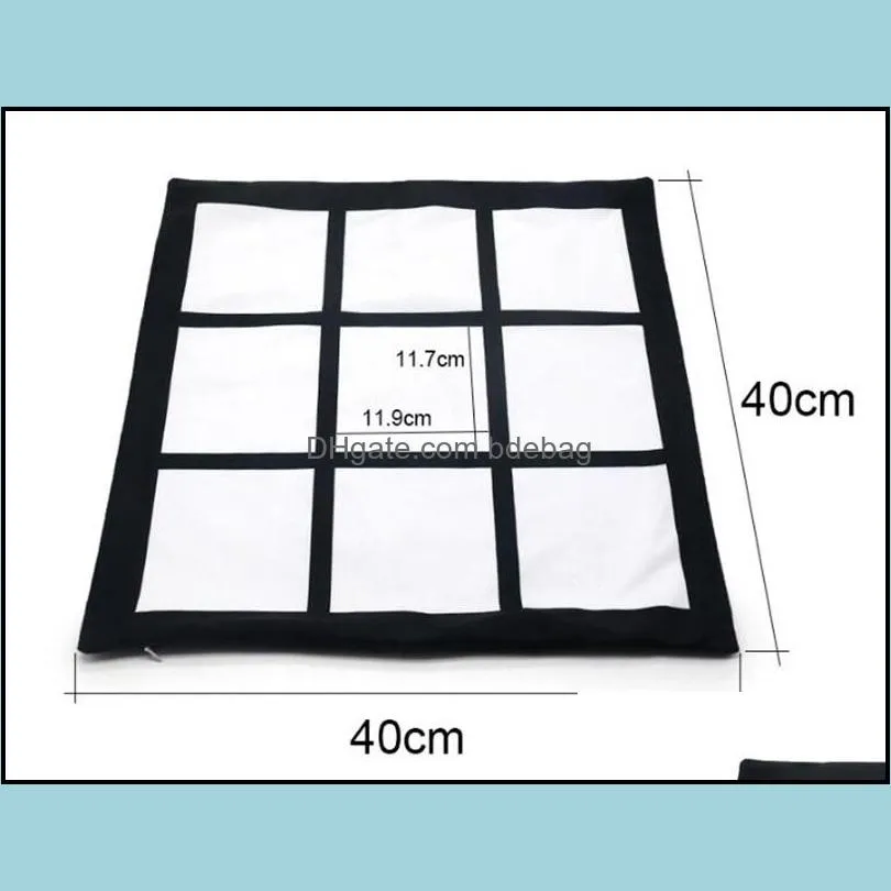 blank sublimation pillow case 40x40cm black grid heat transfer throw cushion cover home sofa pillowcases cca12601 60pcs 70 v2