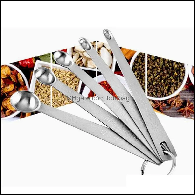 stainless steel mini kitchen tool seasoning measuring spoon five piece set combination baking 1483 t2