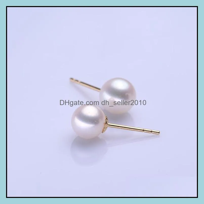 18k gold pearl stud earrings settings 3mm au750 earrings accessories earring for women girl diy earrings wedding gift 1pair/lot