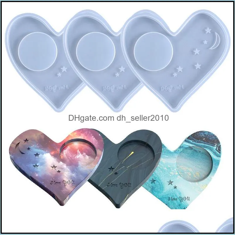 new style heart coaster silicone molds coffee cup mat resin epoxy mold moon star heart casting mold diy craft