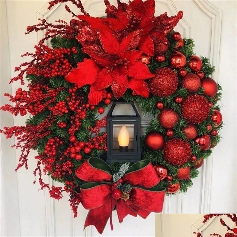 christmas decorations elegant red wreath champagne gold window door wall ornament home ornaments year 220909