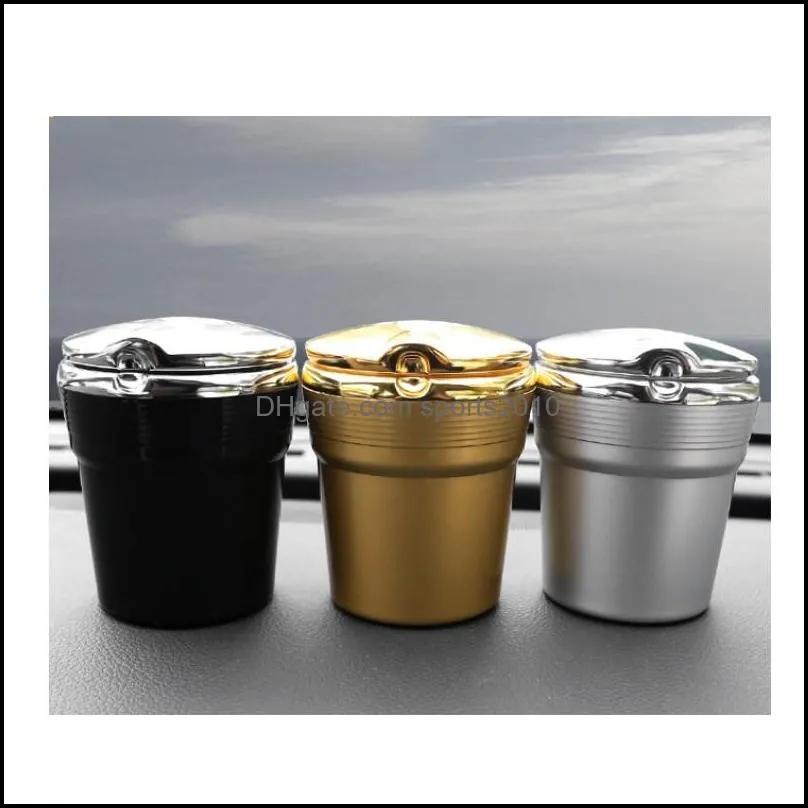 smokeless car ashtrays with led light lid aluminium alloy ash tray multi function glow smoking accessories new arrival 4 3sq g2