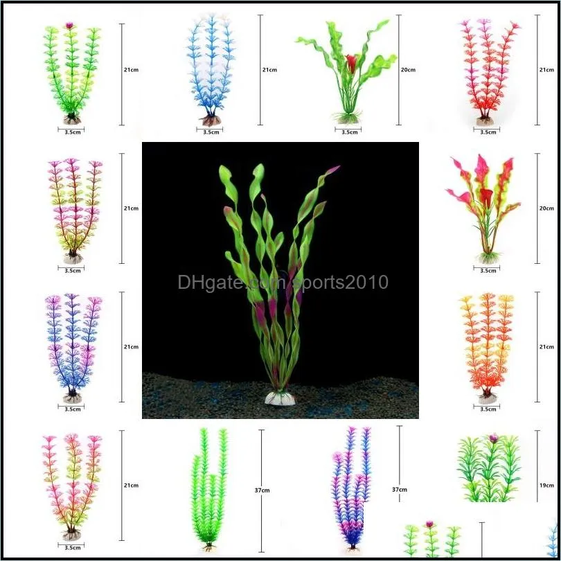 37cm artificial underwater plants aquarium fish tank decoration green purple water grass viewing decorations 1490 t2