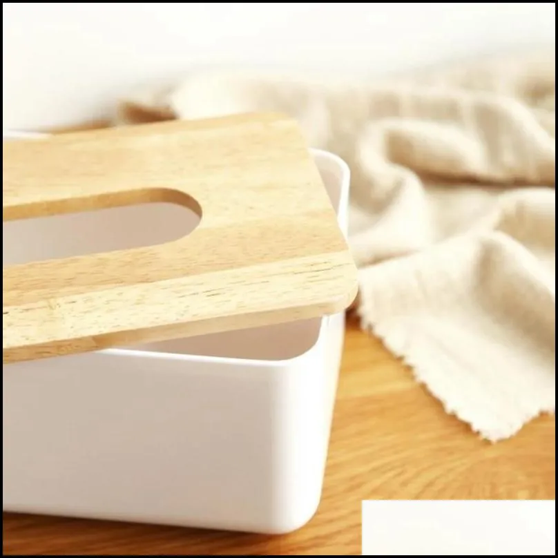 japanese tissue box wooden cover toilet paper solid wood napkin holder case simple stylish home car dispenser 220523