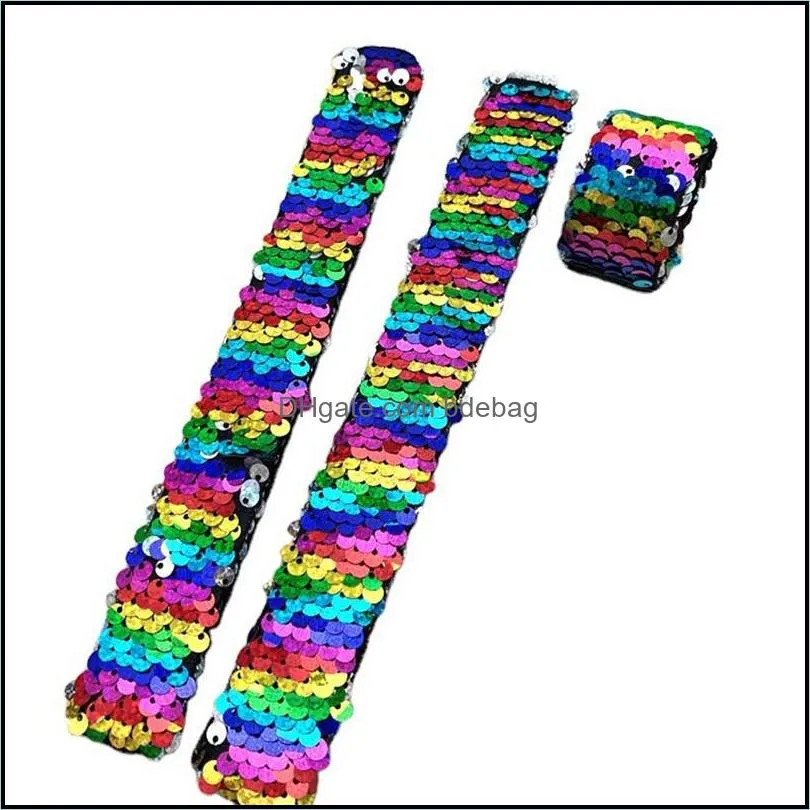 party favor tape measure wristbands children mermaids modeling bracelets festival child stage perform mermaid sequins bangles arrival 2 6sy