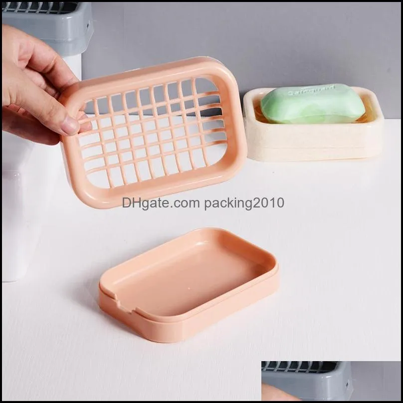 draining plastic soap holder double deck creative soaps rack box shower room storage 0 55nh q2