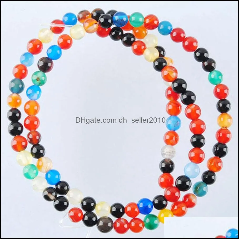 natural stone multicolor agate round ball spacer loose beads 4 6 8 10 12mm for jewelry making fit diy bracelet by918