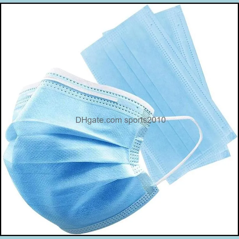 usa in stock disposable masks 50pcs protection and personal 3layer facial cover with earloop mouth face sanitary health mask 1705 t2