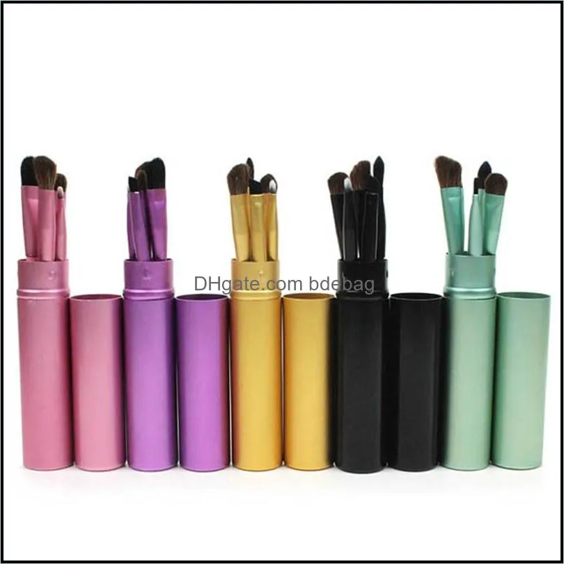 makeup eye shadow brushes kit concealer slant eyebrow brush suit horse fibre hair wooden handle beauty equipment for beginners 4 9ks