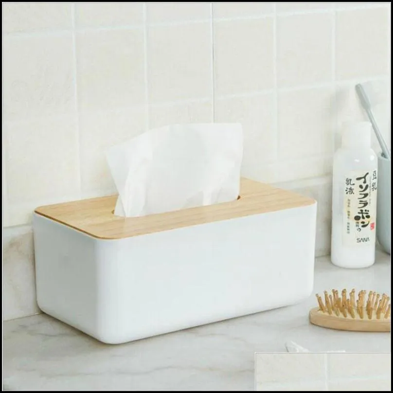 japanese tissue box wooden cover toilet paper solid wood napkin holder case simple stylish home car dispenser 220523gx