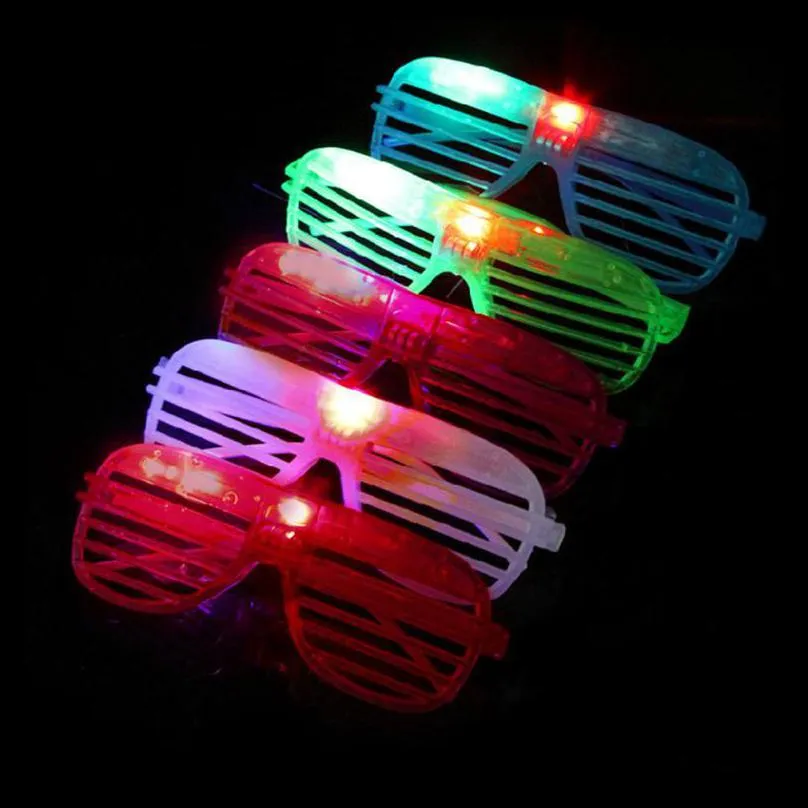 party masks wedding mask glasses entertainment funny tricks toy led flashing shutter glowing blind glass with battery 1371