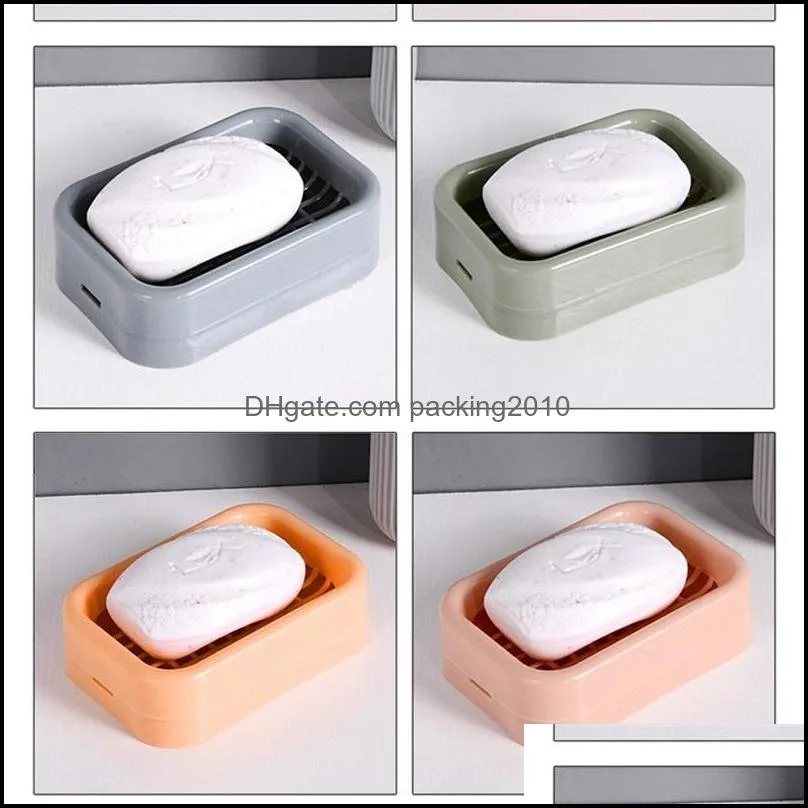 draining plastic soap holder double deck creative soaps rack box shower room storage 0 55nh q2