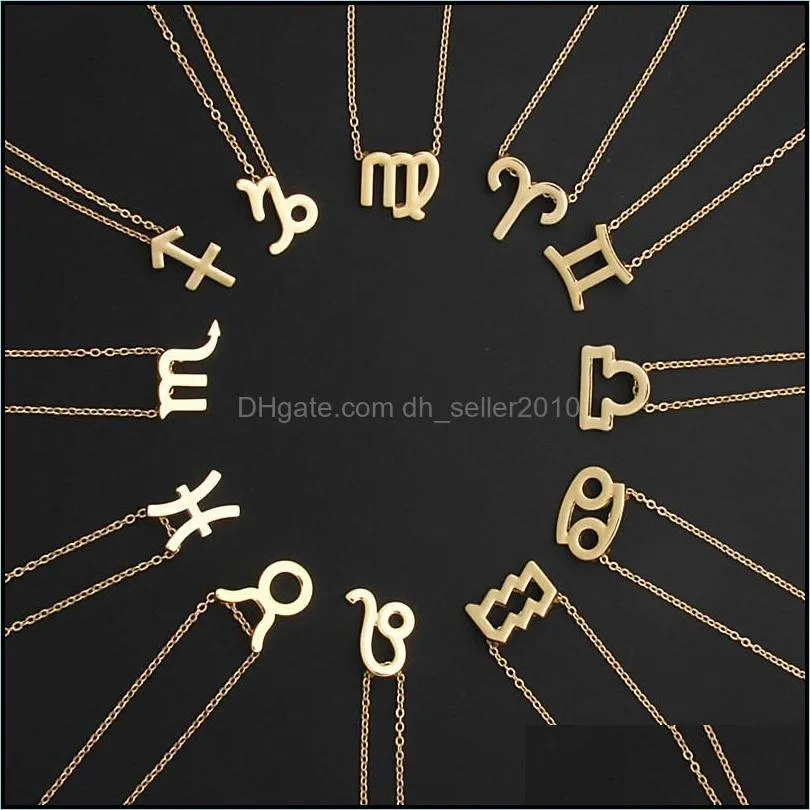 fashion jewelry 12 constellation capricorn pendant necklaces for women zodiac chains necklace gold silver color birthday gift