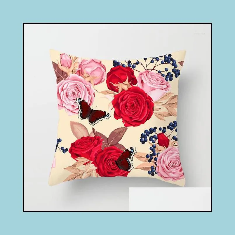 party decoration 45cm flower print cushion cover for wedding holiday pillow case soft home decor diy accessories