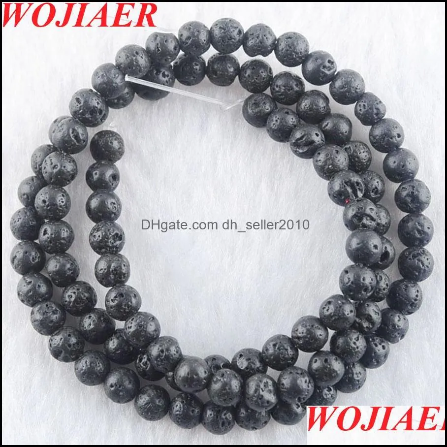 lava round beads 48mm black volcano natural stone diy spacers bead for bracelets by907