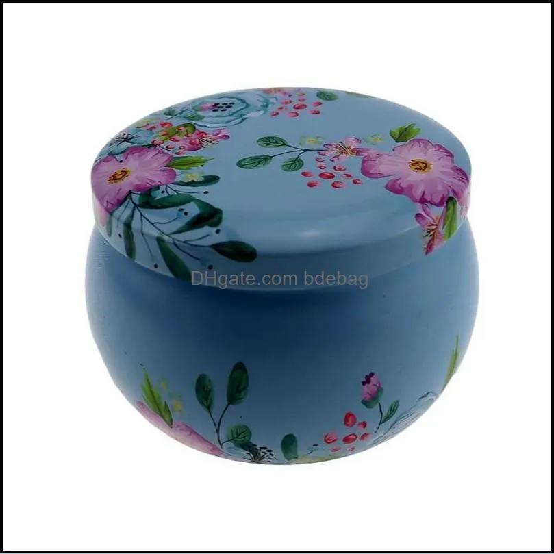 flower eyelash iron cases empty tinplate candle jars box round drum surface wax packaging candy gifts containers retro pattern 1 55ss