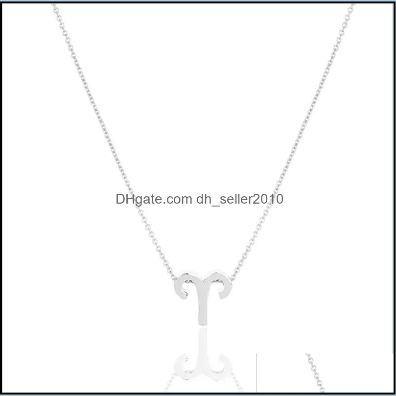 fashion jewelry 12 constellation aries pendant necklaces for women zodiac chains necklace gold silver color birthday gift