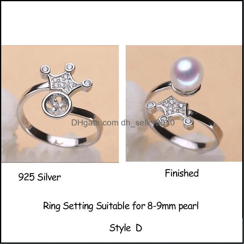 pearl ring settings s925 sterling silver rings settings 9 styles diy ring for women suitable for pearl 89mm jewelry settings gift