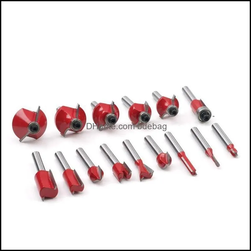 1/2in 1/4in hard alloy handle wood router bit mill engraving trim woodworking milling cutter trimmer adapter drill set 15/35pcs/set 704