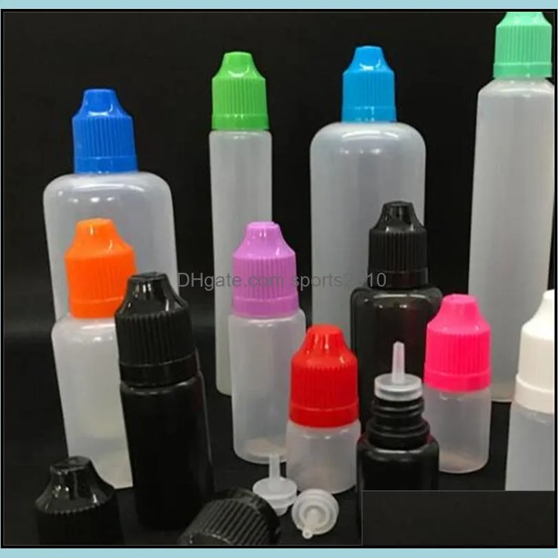 500pcs e liquid dropper bottles 5ml 10ml 15ml 20ml 30ml 50ml plastic bottles with childproof cap thin tips empty bottles for ejuice 364