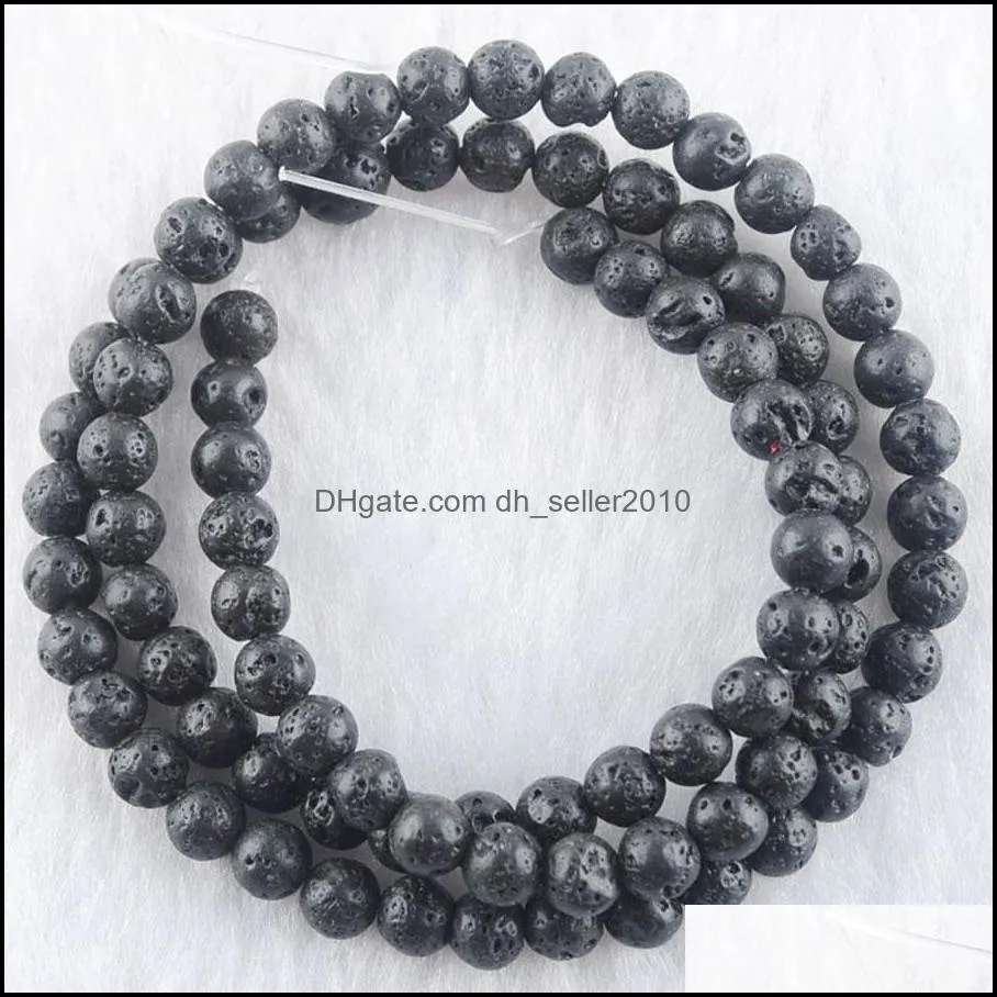 lava round beads 48mm black volcano natural stone diy spacers bead for bracelets by907