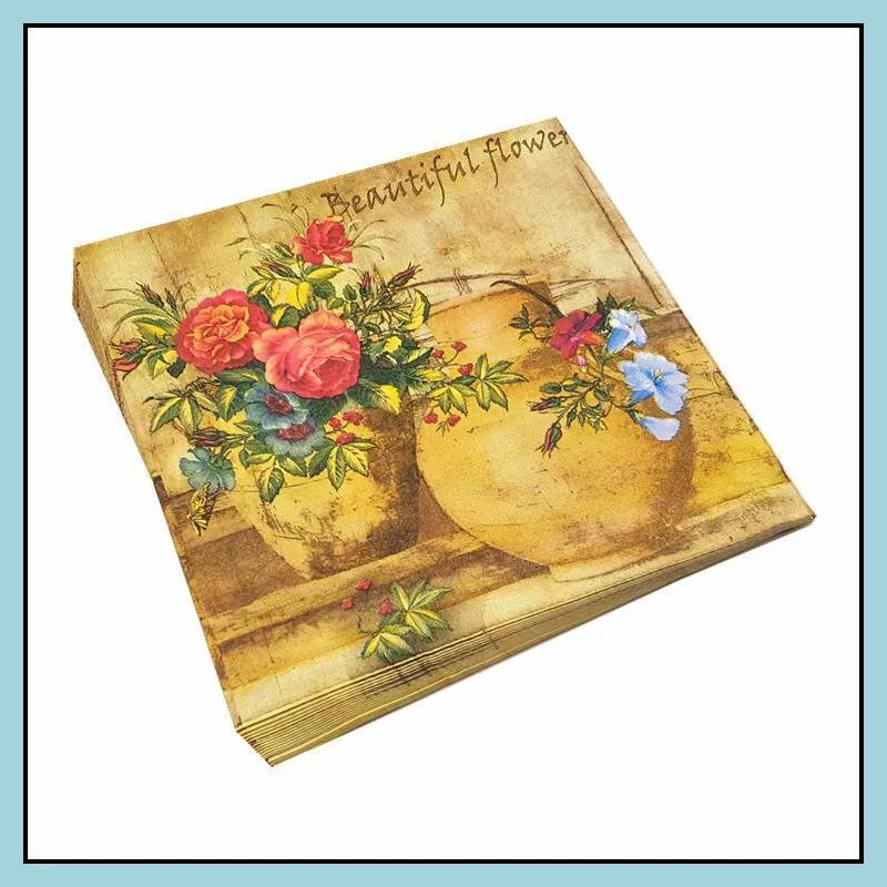 packaging dinner service decoupage napkins retro vintage birds butterfly floral paper for disposable decorative party tissue tableware