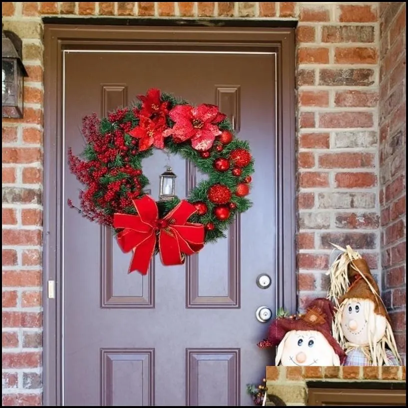 christmas decorations elegant red wreath champagne gold window door wall ornament home ornaments year 220909