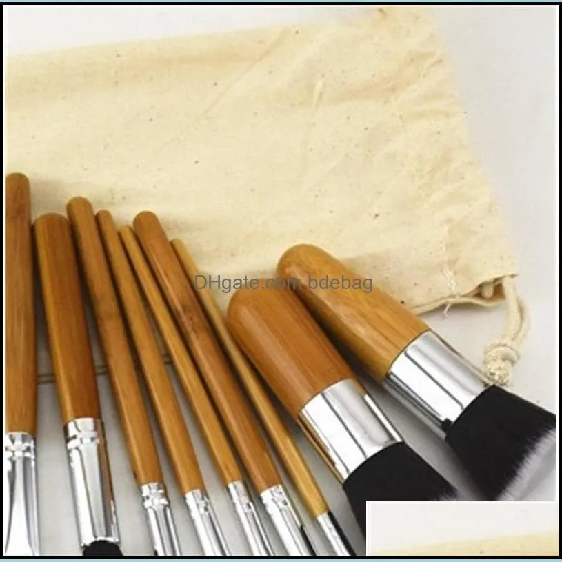 bamboo handle makeup brush suit natural log color small wooden black brushes set lady beauty environment friendly 12 5xy g2