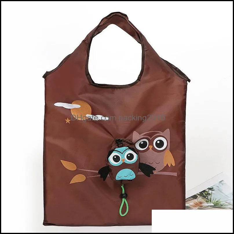 cute cartoon owl reusable shopping bag travel foldable grocery bags tote handbag ecofriendly kitchen organization storage bags 917 b3