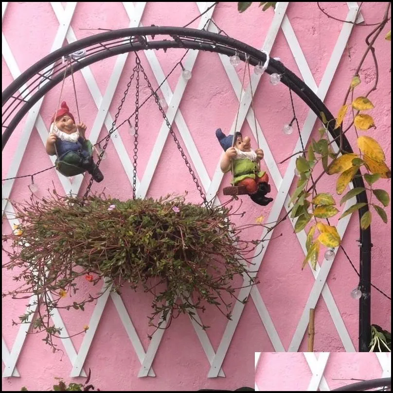creative cute swing gnome garden decor statue resin dwarfs hang on tree ative pendant indoor outdoor ornament 220721