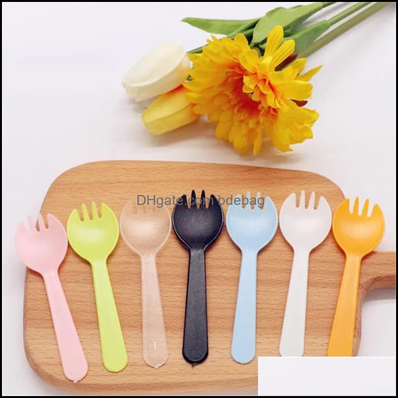 portable disposable fruit fork thickened plastic dessert fork spoon party cake salad vegetable kitchen accessories tableware 129 k2
