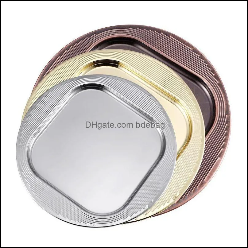 30cm stainless steel plate circular dish household fruits tray rose gold kitchen tool tableware 11 3hf uu