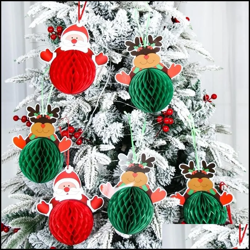 christmas decorations honeycomb paper hat hanging ornament tree pendant for home xmas party 220914
