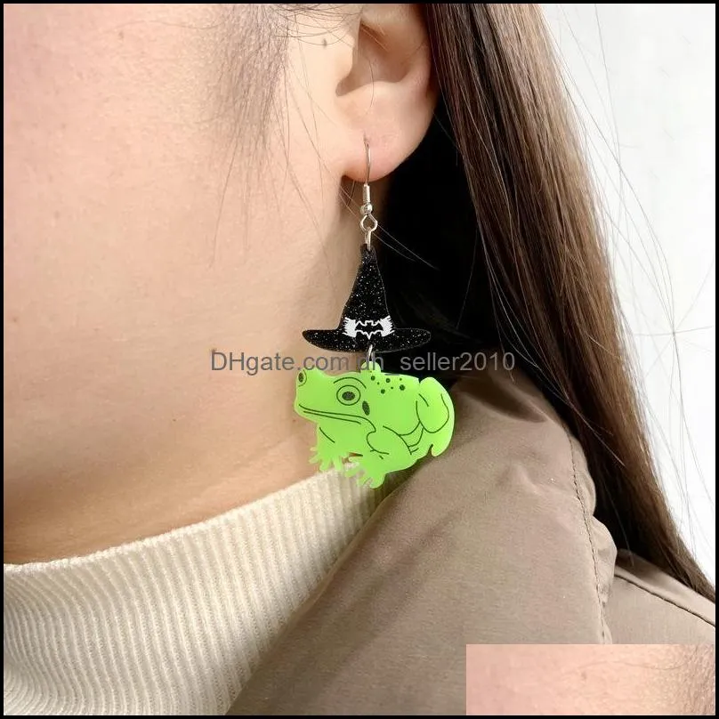 vintage magic frog prince acrylic dangle earrings for women harajuku witch hat drop earrings fashion jewelry accessories charms new