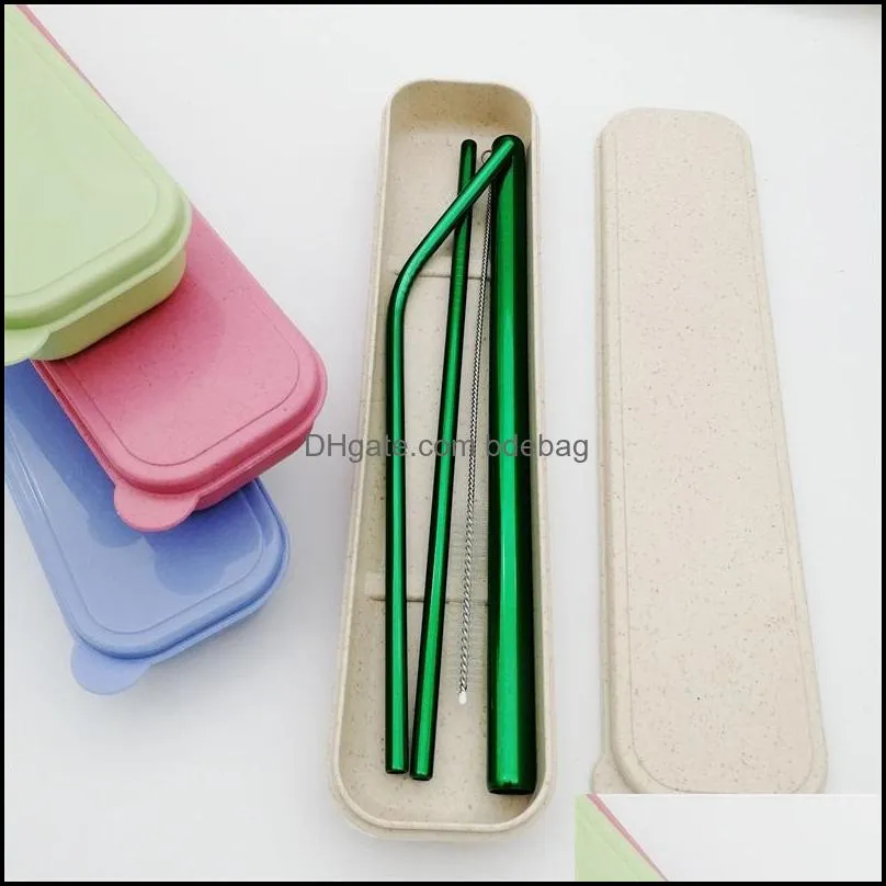 straight curved milk tea straw stainless steel coffee festival gift drinks straws originality with brush set arrival 7 5qx10 f2