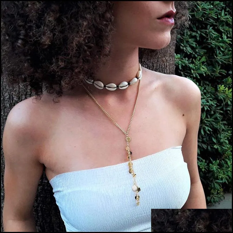 new gold silver color cowrie shell necklace nature statement choker necklaces bohemia collar collier women fashion beach jewelry