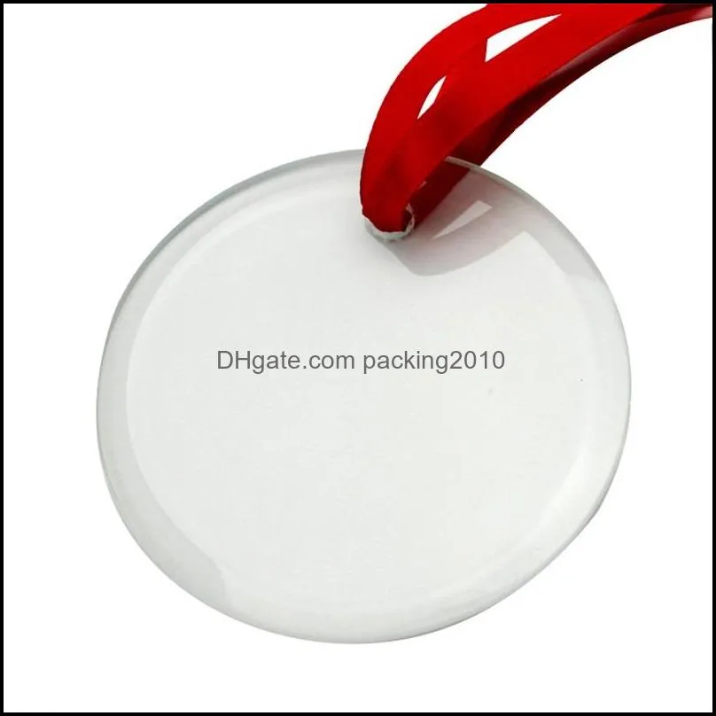 sublimation blanks glass pendant christmas ornaments 3 5inch single side thermal transfer ornament customized diy pendants 4971 q2